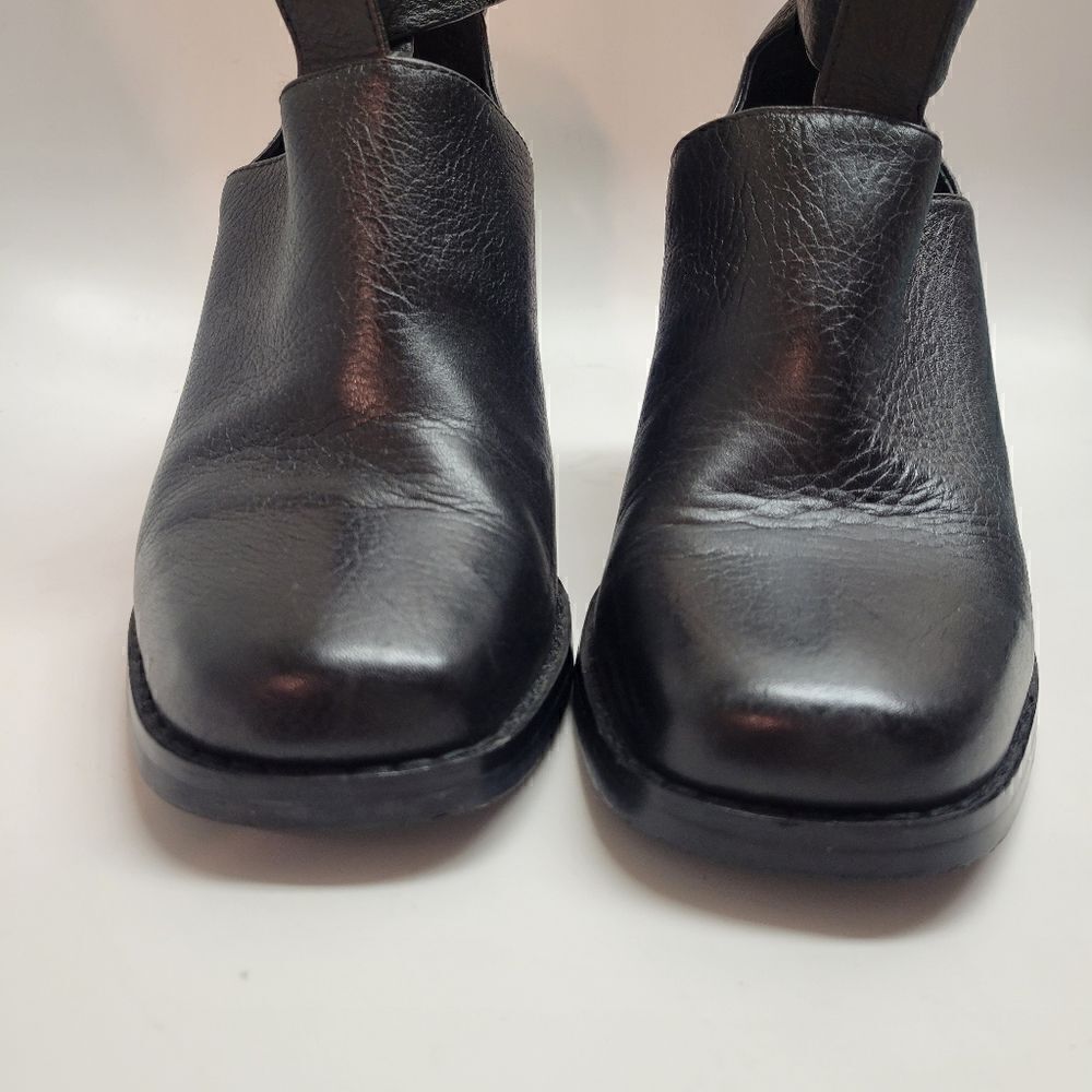 Shelly's London Reversible Adjustable Buckle Strap Block Heel Leather Booties - Picture 9 of 16